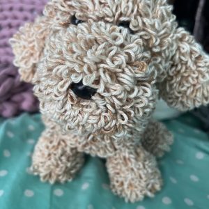 Crocheted brown doodle dog